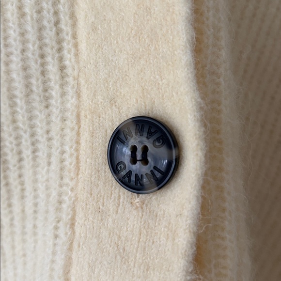 GANNI Alpaca Wool Blend Cardigan – Soft Yellow – Size L - Picture 6 of 9